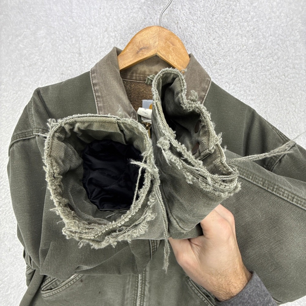 Carhartt Detroit Jacket Blanket Lined Mens XL J76 MOS Moss Green Faded - Picture 11 of 16